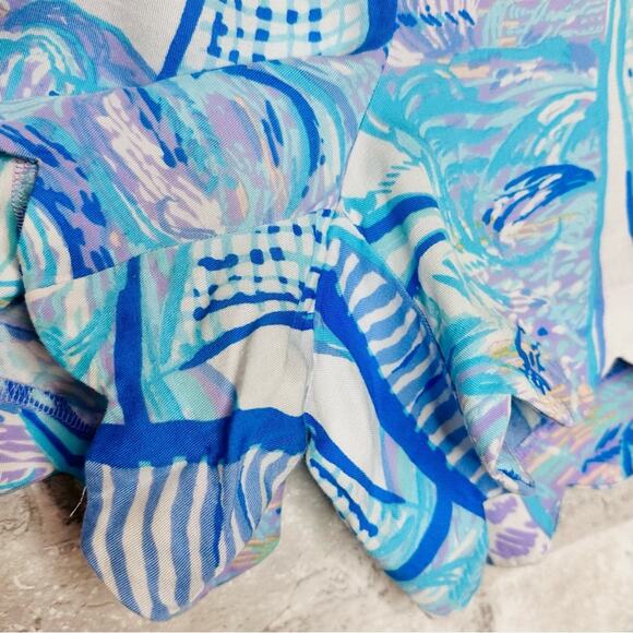 Lilly Pulitzer Scalloped Dahlia Shorts SZ Small Light Lilac Verbena Aboat Time - Picture 7 of 13